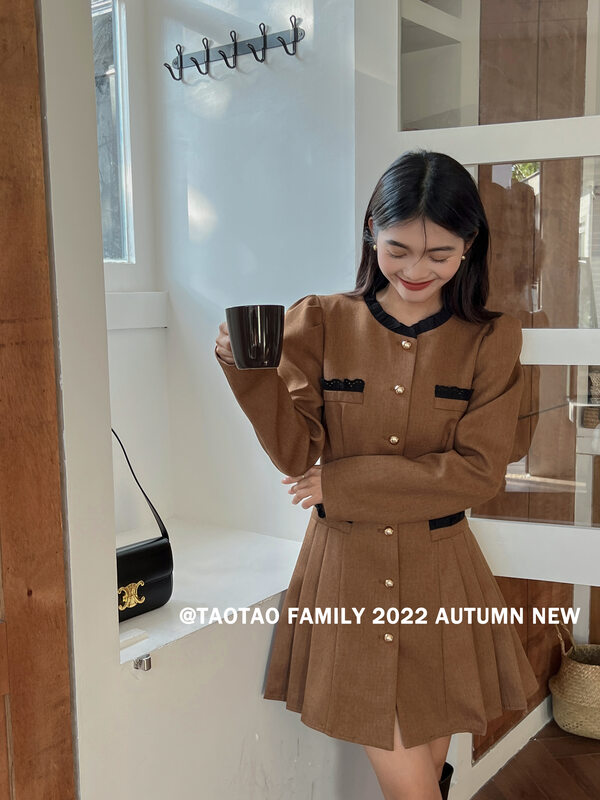 New in autumn!【TAOTAO FAMILY】Casual fashion color matching suit material dress 3816# LSL
