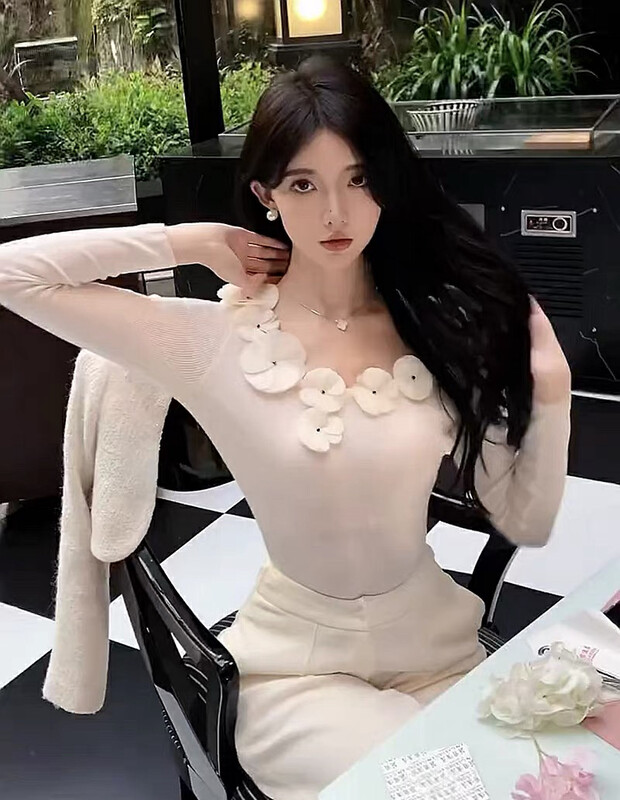 New in autumn! [Amanda] Fashionable three-dimensional floral all-match knitted sweater 5215# PCZ
