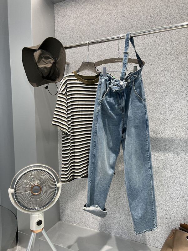 【BOBO1972 】Irregular single strap jeans (with waist rope) only sell pants 225012