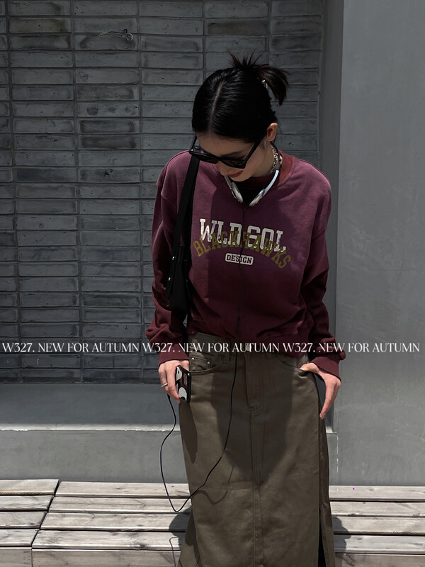 【W327.】Custom Gradient Smudged Fried Alphabet Print Sweatshirt 57153# CQW