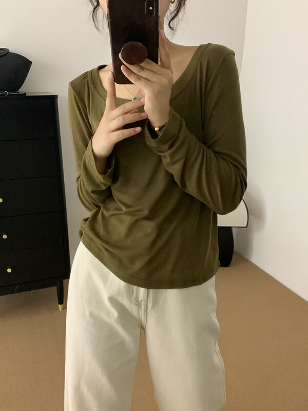 Original price 32.71! [LOVELY/SHMILY] Mainly push the basic all-match solid color long-sleeved T-shirt long-sleeved T-shirt Z1528# FHX