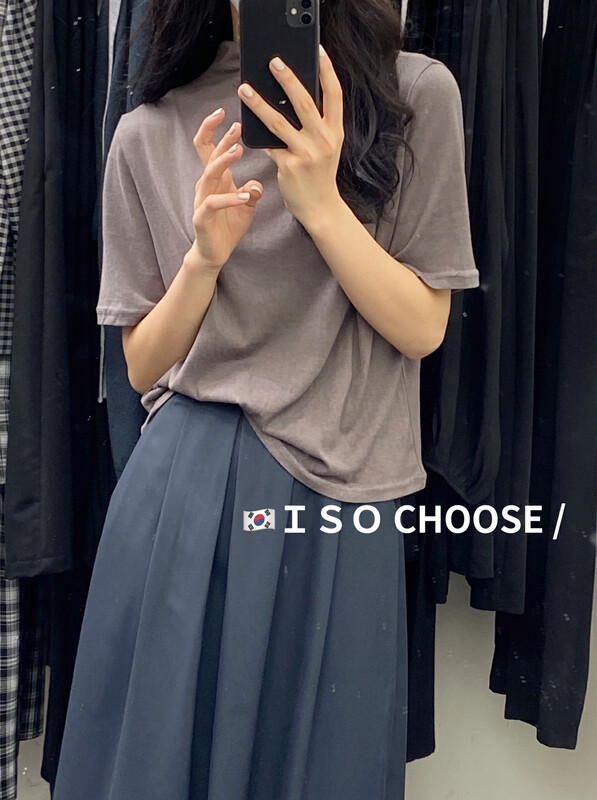 New in autumn! [ISO Korean series] Simple casual half turtleneck solid color bottoming shirt 3332# HJY