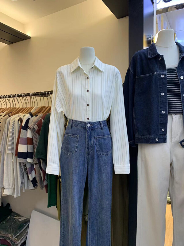 【LOVELY/SHMILY】Versatile Vertical Striped Corduroy Shirt S2278