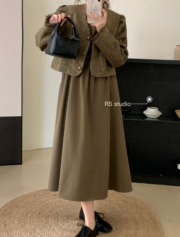 Autumn is new! [RS] Niche small fragrance coat + stitching vest dress suit KL1020# FHX