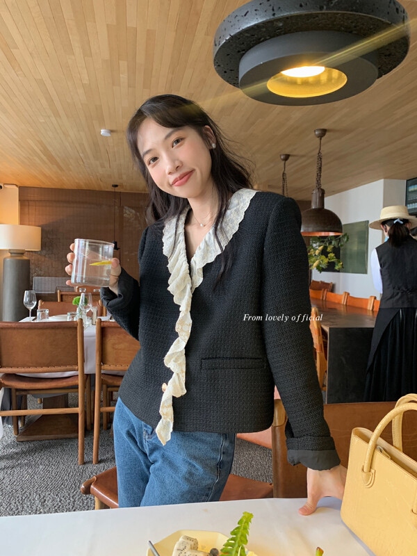 【LOVELY】One-shot lace stitching temperament Xiaoxiang coat short coat S1996# FHX