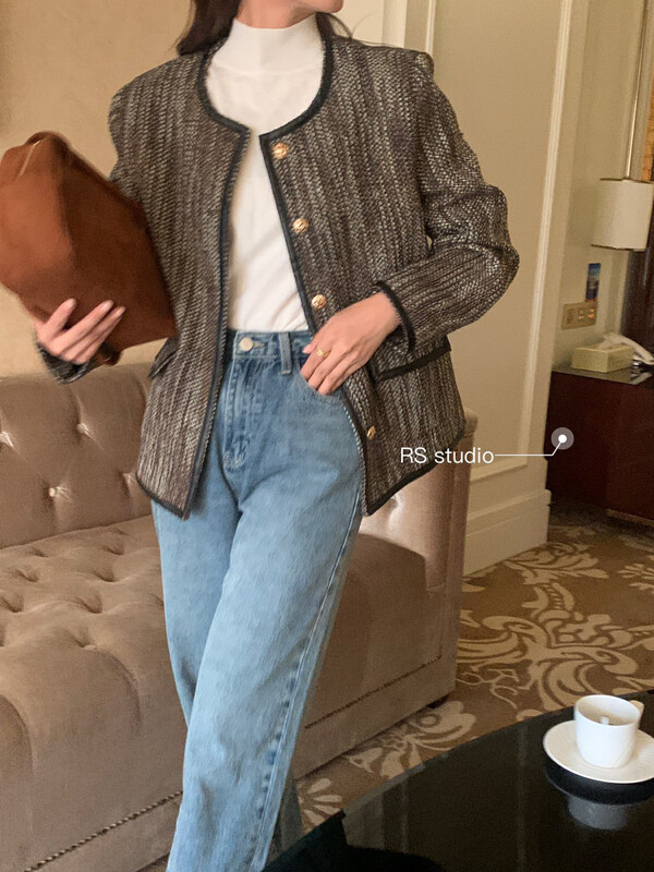 New in Autumn! [RS] Retro Chic Tweed Small Fragrance Short Jacket LL0136# FHX
