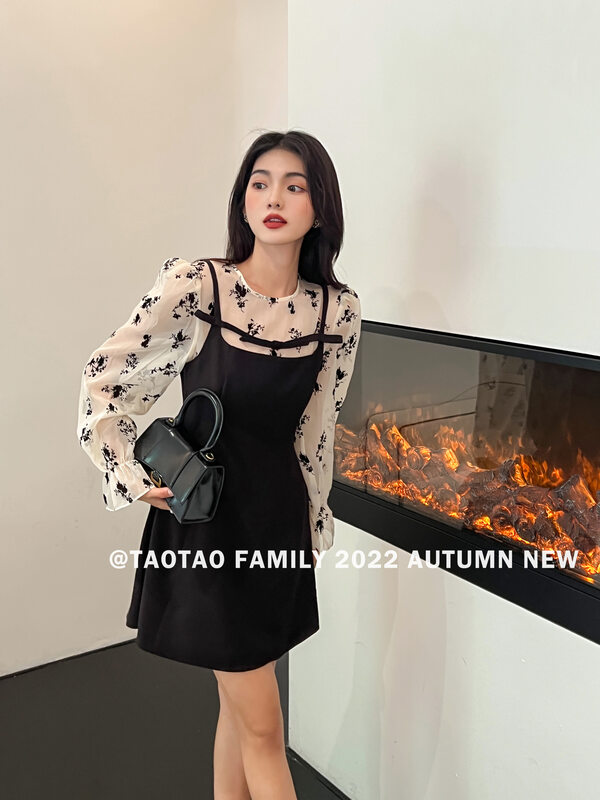 New in early autumn!【TAOTAO FAMILY】Gentle temperament fake two-piece dress 3806# LSL