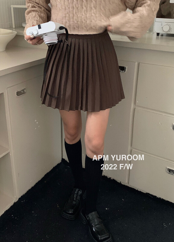 New in autumn!【APM YUROOM】Korean version all-match college style high waist pleated skirt 9121# LSL