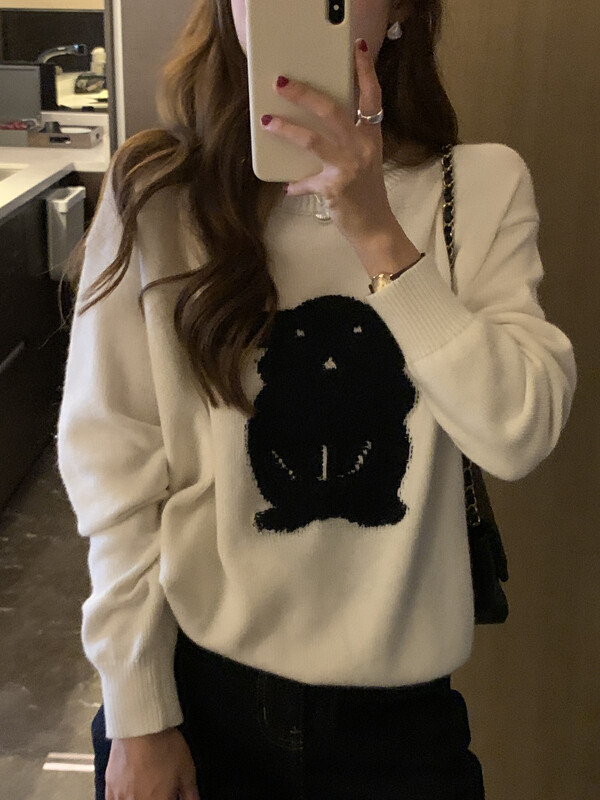 【LOVELY/SHMILY】Casual all-match fun cartoon pattern pullover sweater M0787