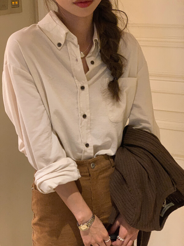 【LOVELY/SHMILY】Retro Temperament Versatile Casual Shirt S2283# FHX
