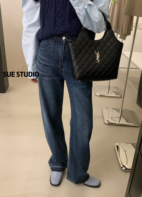 New in autumn!【SUE STUDIO】Loose and slim jeans with ripped trousers 8363# ZJY