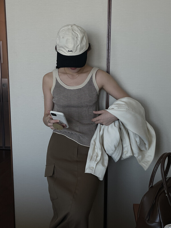 New in early autumn! [TN] Contrast stripe slim short vest/sling (including 10% wool) 9116# CLS