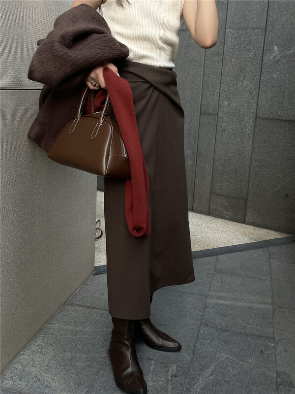 New in autumn! [TN] waist kink design all-match slim skirt 5200# CLS