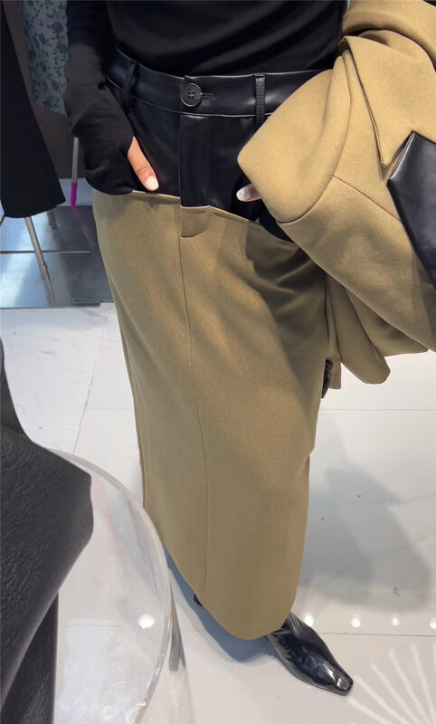New in autumn! [Semi-plain] stitched straight temperament skirt J972# ZJY