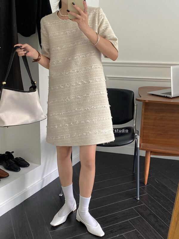 【RS】Xiaoxiang style round neck loose dress RS2653# FHX