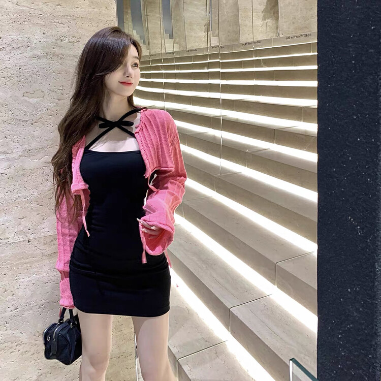 Autumn is new! [Amanda] Pure Desire Hot Girl Bow Knot Chest Pads Waist Bottom Sleeveless Dress 9847# PCZ