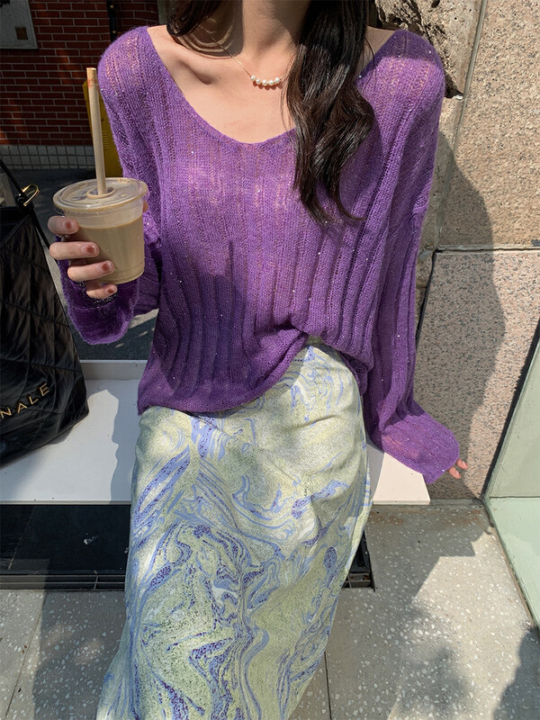 Autumn is new! [NEW OPEN] V-neck Korean version of the simple Western style slimming warm sweater VM80327# ZXX