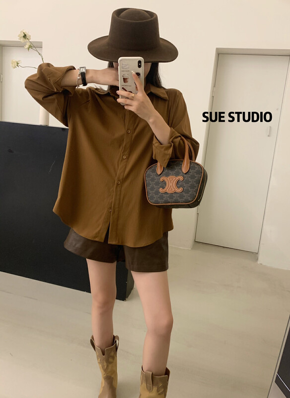 New in autumn!【SUE STUDIO】Fashionable commuter texture all-match shirt 22338# ZJY