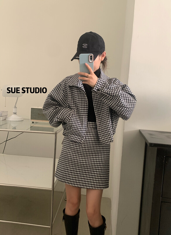 New in autumn!【SUE STUDIO】Fashion short coat + slim skirt two-piece suit A2201# ZJY