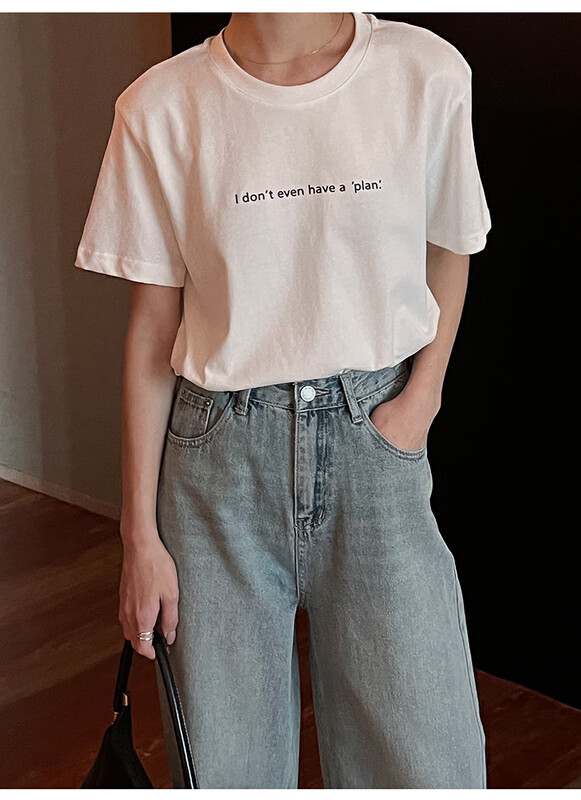 [THE MIND] Round neck letter casual all-match printed short-sleeved T-shirt 61028
