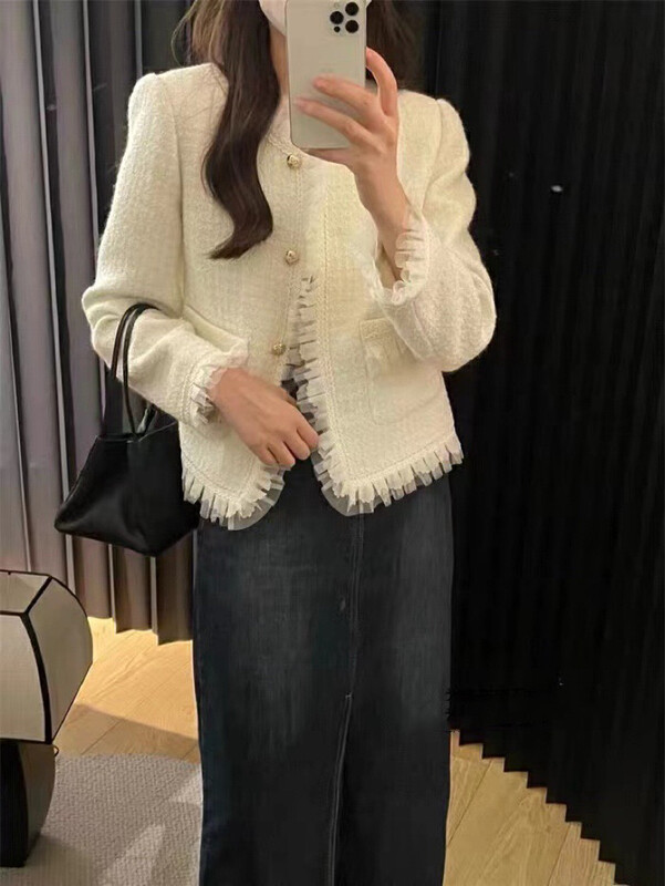 Autumn is new! [RS] stitching lace fashion temperament short coat KL0050# FHX