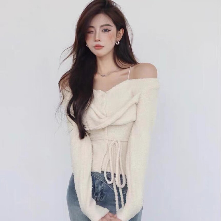 Autumn models are new! [Amanda] design sense retro off-the-shoulder casual warm sweater 5219# PCZ