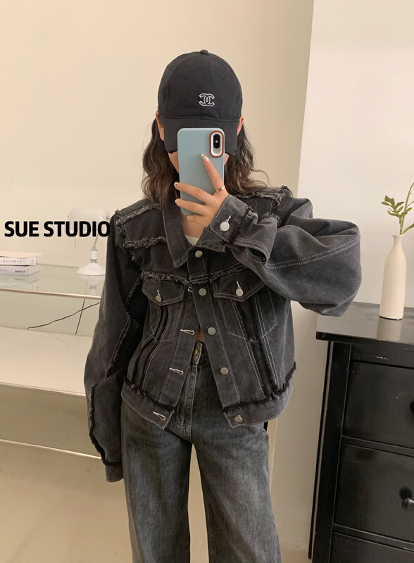 New in autumn! [SUE STUDIO] Retro fashion all-match denim jacket 8366# ZJY