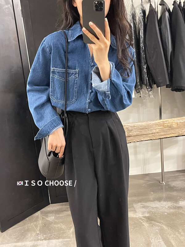 New in autumn! [ISO Korean] Double pocket niche fashion classic denim jacket 3369# HJY