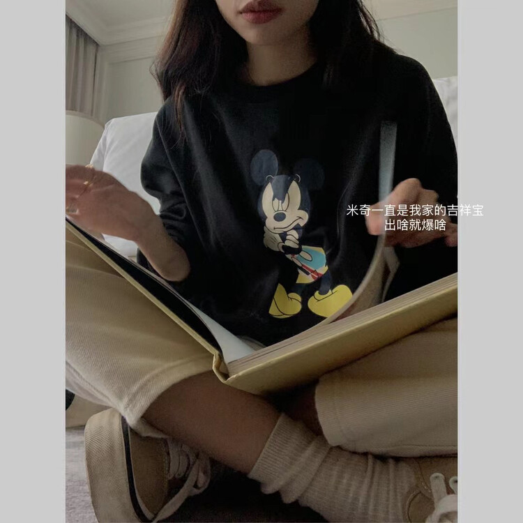 【LOVELY】Loose Cartoon Casual Mickey Print Sweater Sweater Z1555