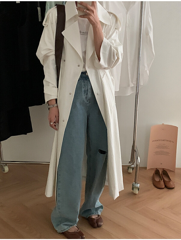 New in early spring! [THE MIND] Korean style solid color all-match design windbreaker (without belt) YS1-60135# JHY