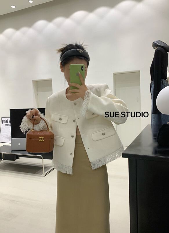 New in autumn! [SUE STUDIO] fringed fringe small fragrance short coat 98053# ZJY