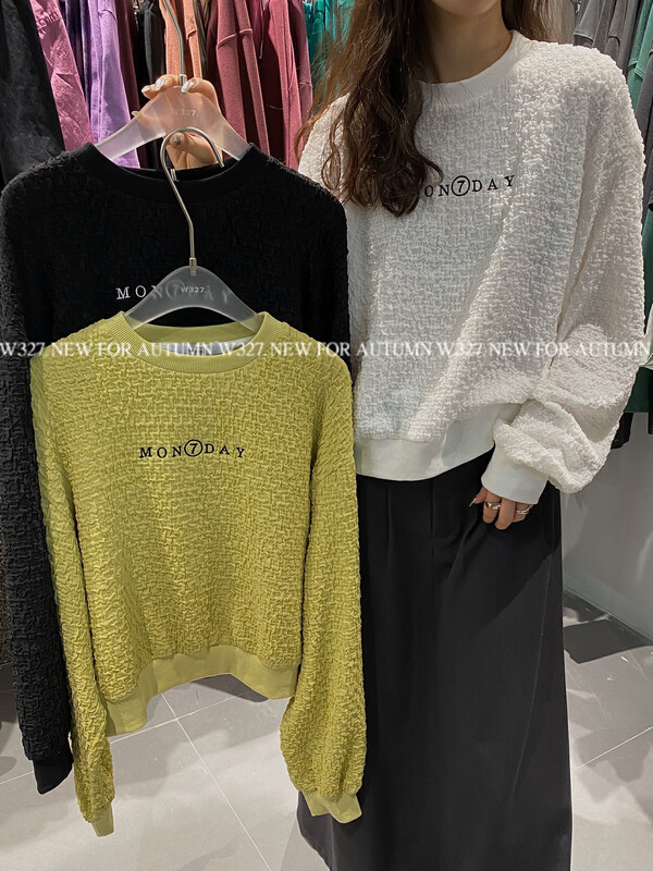 【W327.】Early autumn Korean version custom wrinkled fabric short sweater 57128# CQW