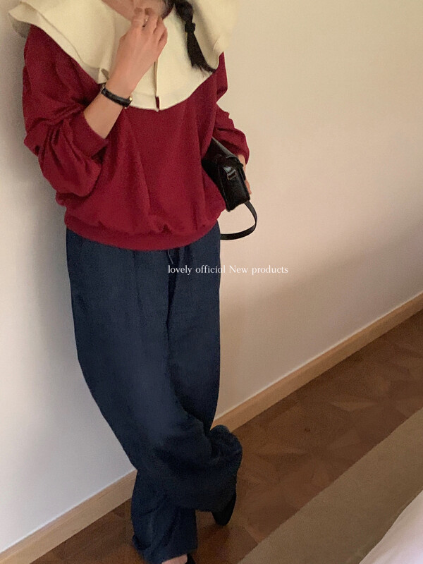 Original price 73.32! 【LOVELY/SHMILY】Korean lotus leaf collar sweater sweater Z1251# FHX