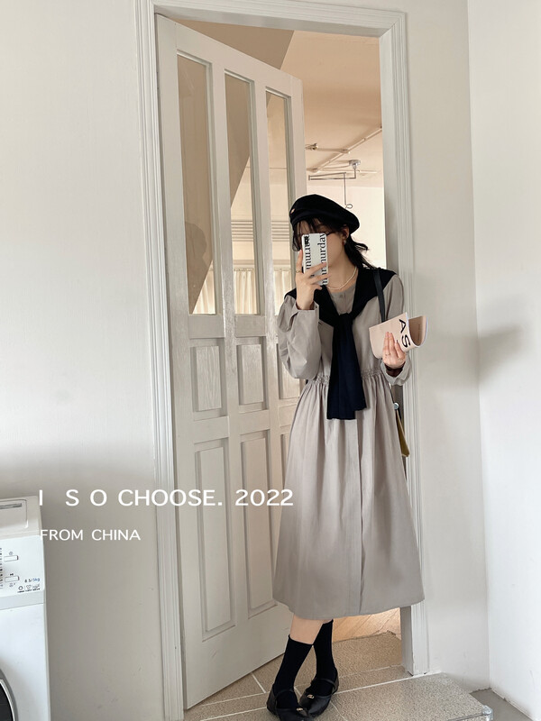 New in early autumn! [ISO Korean] Solid color slimming commuter dress 66339# HJY