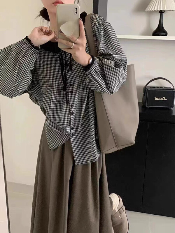 Autumn is new! [ISO Korean] Japanese fungus edge doll collar shirt 66576# HJY