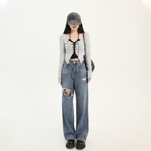 Spicy careful machine suspenders + outer cardigan women's early autumn thin section sweet and spicy design sense two-piece set