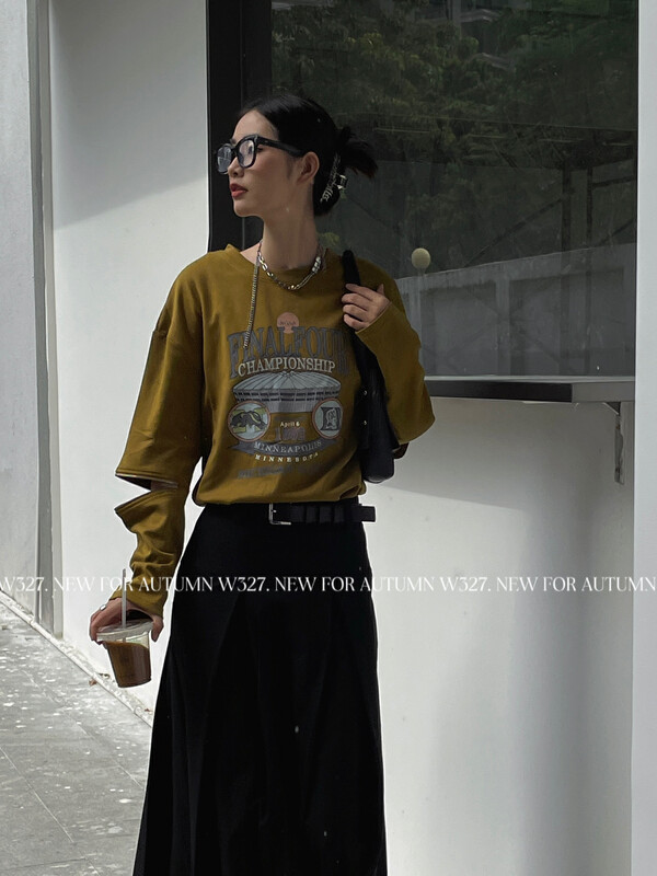 【W327.】Zipper Sleeves Digital Direct Printing Sweatshirt 57165# CQW