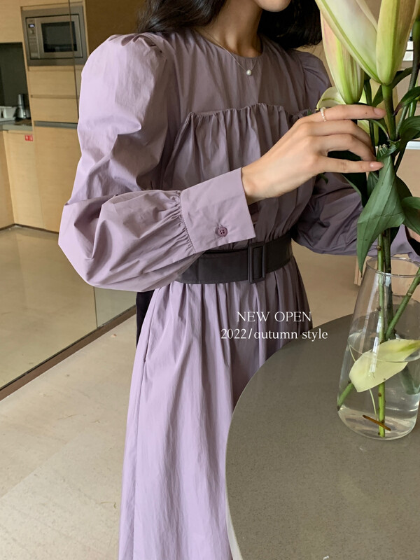 【NEW OPEN】2022 early autumn women's Korean style pleated design long dress (with belt detachable) CL80150# ZXX