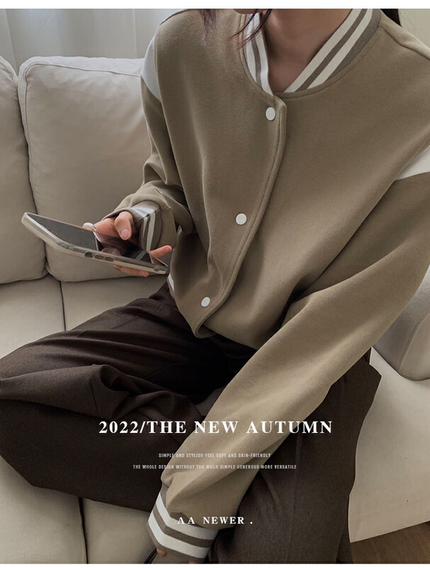 [THE MIND] Small stand-up collar contrasting color and slimming all-match sweater 61216