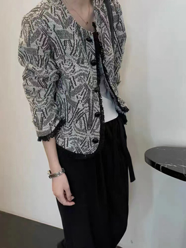 New in autumn! [RS] Retro print fringed short jacket LL0163# FHX