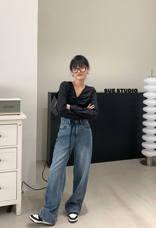 New in early autumn!【SUE STUDIO】High waist wide leg slim jeans N8305# ZJY