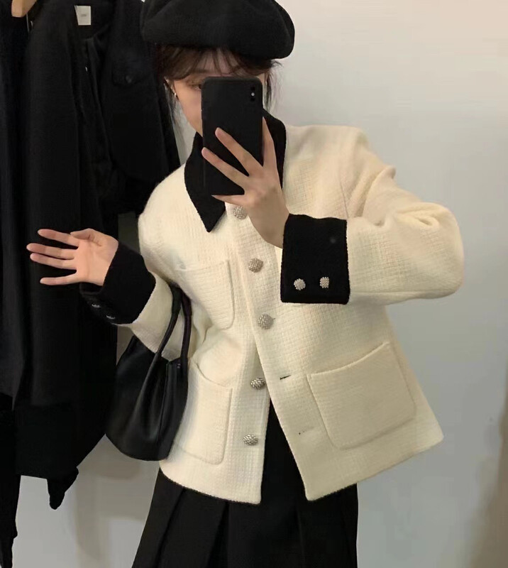 New in autumn! [RS] Xiaoxiang style color matching single-breasted short coat KL8001# FHX