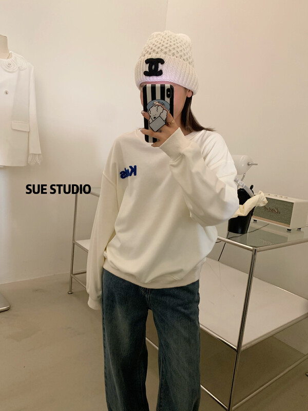 New in autumn! [SUE STUDIO] Age-reducing three-dimensional embroidered letter sweater 22232# ZJY
