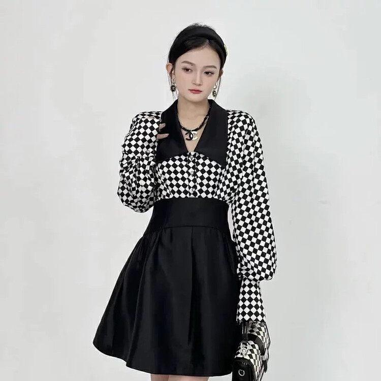 Autumn is new! [JH] Net red stitching slim dress 43034# PCZ