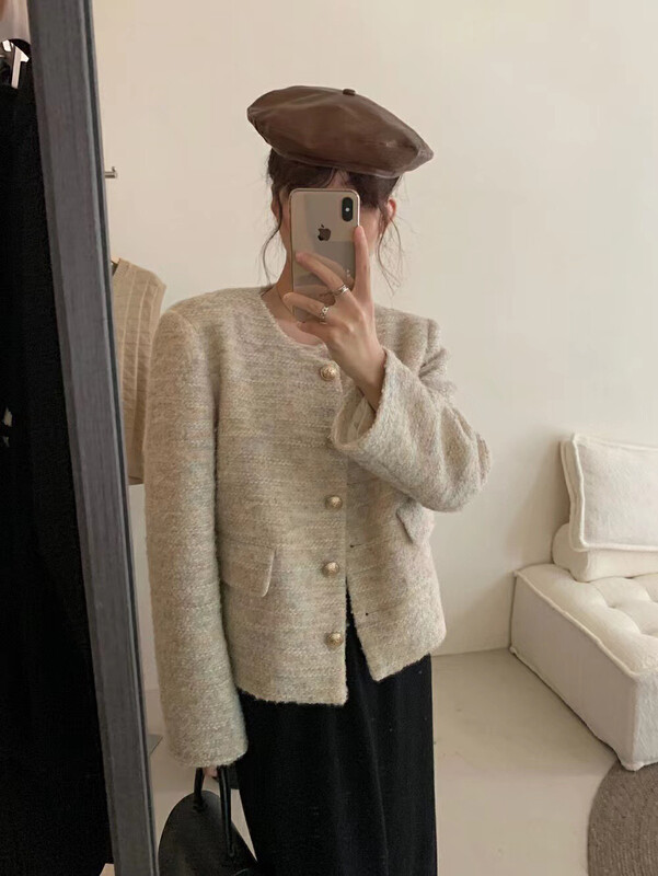 New in autumn!【RS】Rainbow round neck small fragrant short coat RS3032# FHX