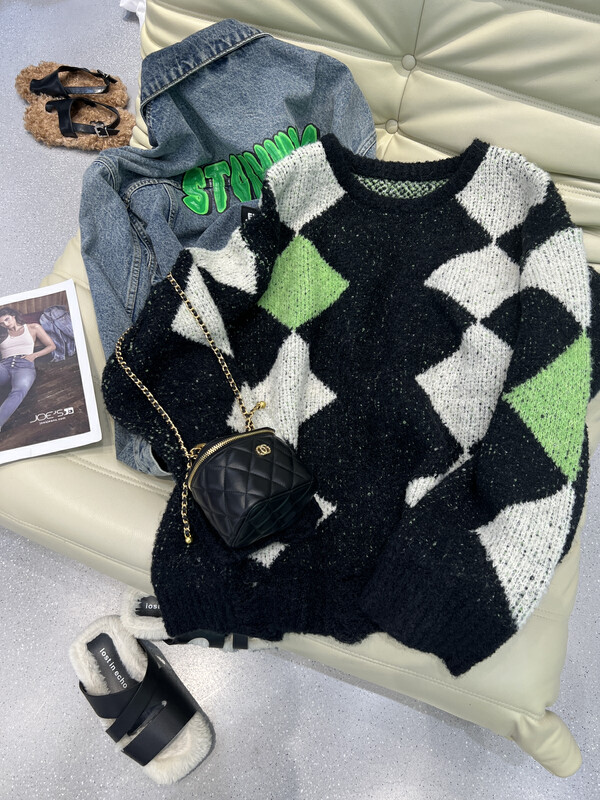 [BOBO1972] Loose Korean board sweater color matching thick sweater high quality sweater only 221562