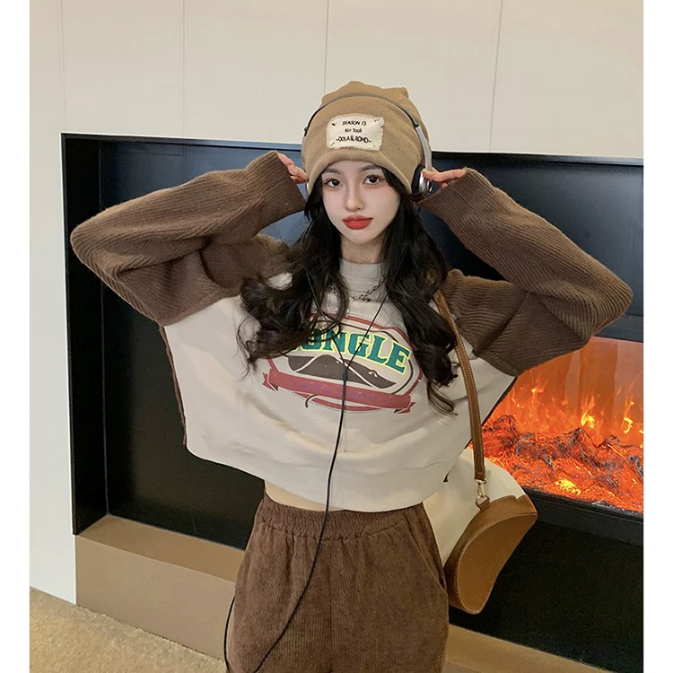 [RAINBOW] wool sleeve stitching sweater sweater hot style 08538