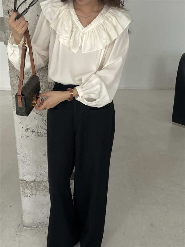 New in early autumn! [TN] Lotus leaf collar small fresh and thin all-match small shirt 2109# CLS