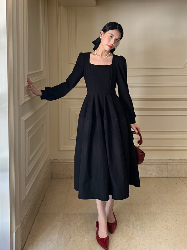 New in autumn!【NEW OPEN】Fashionable square neck waist dress CL80173# ZXX