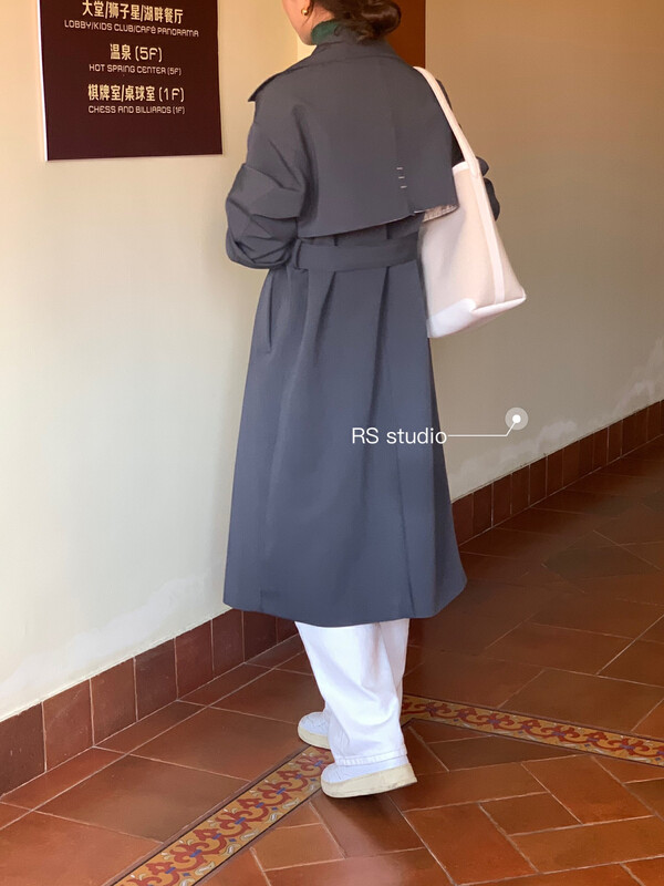 New in autumn! [RS] Simple striped stitching trench coat KL0008# FHX